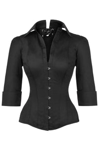 Black Satin Corset Shirt