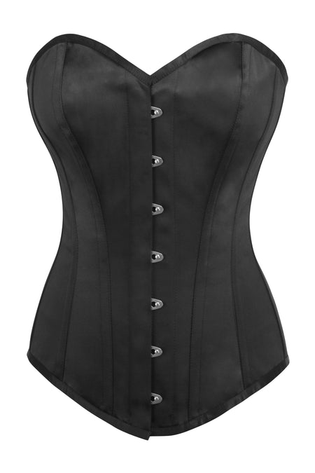 Black Satin Longline Overbust Corset
