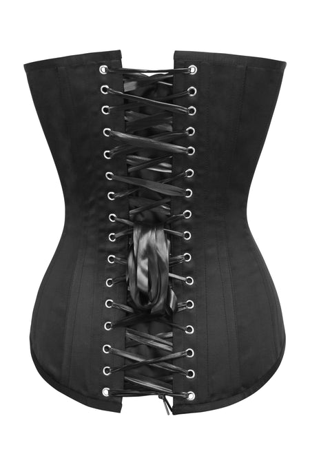 Black Satin Longline Overbust Corset