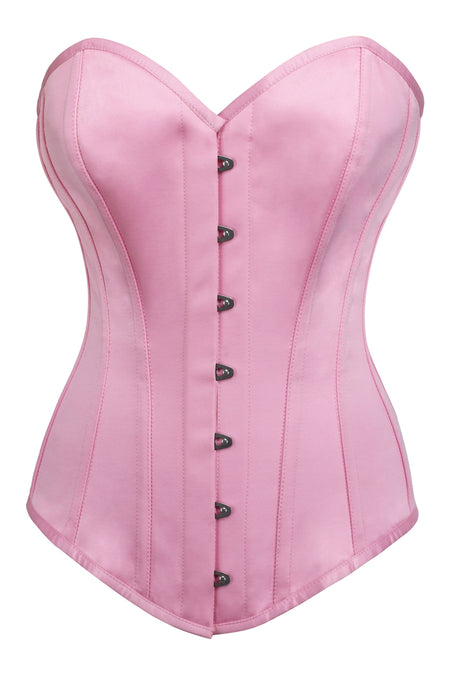 Pink Satin Longline Overbust Corset