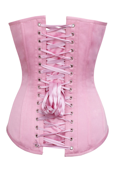 Pink Satin Longline Overbust Corset