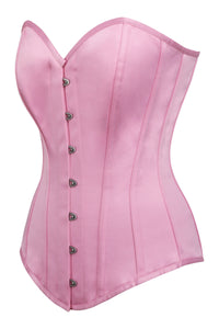 Pink Satin Longline Overbust Corset
