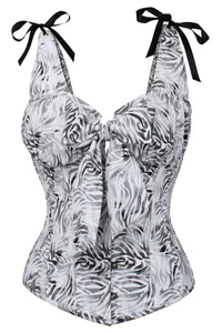 Zebra Print Corset Top with Bow Detail