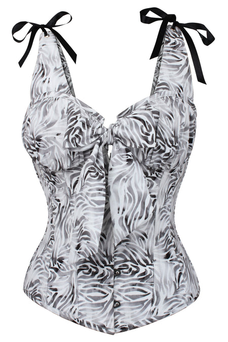 Zebra Print Corset Top with Bow Detail