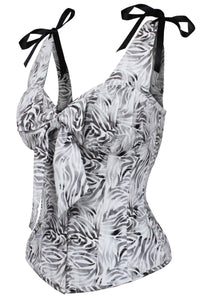 Zebra Print Corset Top with Bow Detail