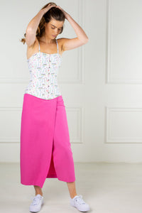 Pressed Floral Print Corset Top with Spaghetti Strap