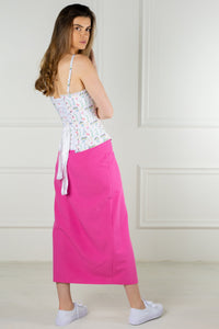 Pressed Floral Print Corset Top with Spaghetti Strap