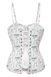Pressed Floral Print Corset Top with Spaghetti Strap