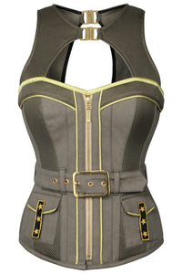 Corset Story WTS213 Military Style Zip and Buckle Corset