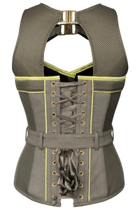 Military Style Zip and Buckle Corset