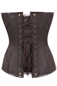 BROWN WAIST TAMING STEAMPUNK CORSET WITH CHAINS