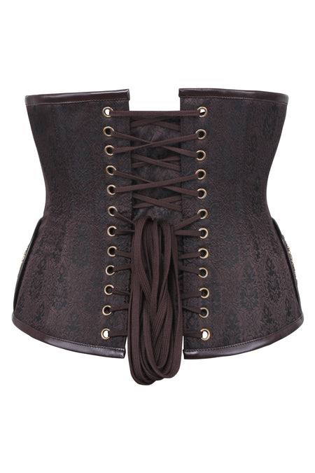 Tan Leatherette Steampunk Underbust With Vintage Style Buckles