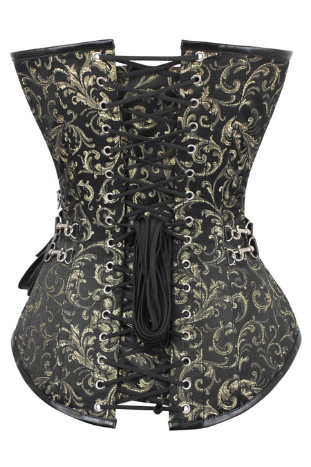 Black and Gold Longline Steampunk Corset