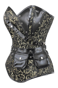 Black and Gold Longline Steampunk Corset