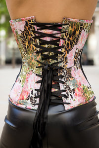 Leopard And Floral Print Mesh Panelled Instant Shape Overbust