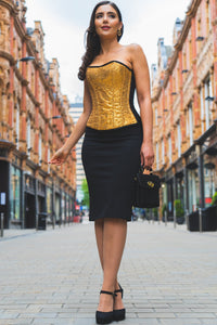 GOLD SEQUIN AND BLACK SATIN INSTANT SHAPE OVERBUST