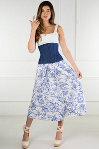 MID DENIM WAIST TRAINING CORSET WITH ZIP