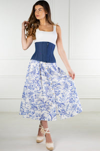 MID DENIM WAIST TRAINING CORSET WITH ZIP