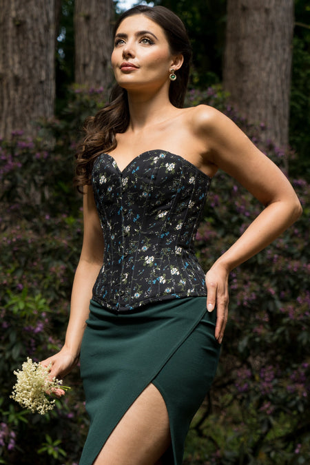 Ditsy Floral Printed Cotton Overbust Corset