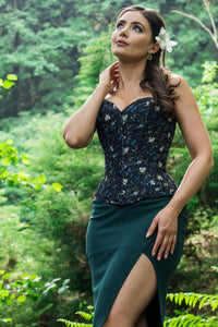 Ditsy Floral Printed Cotton Overbust Corset