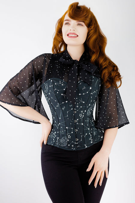 Astronomy Black Overbust Cotton Corset