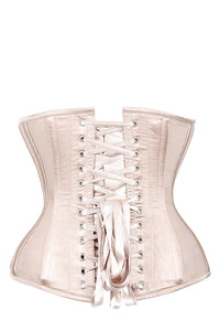 Longline Bridal Corset with Super Fine Mesh Panels and Floral Appliqué