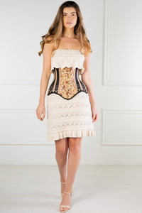 Historic brocade Underbust corset with Flossing