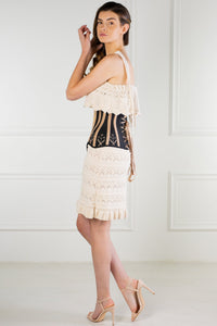 Historic brocade Underbust corset with Flossing