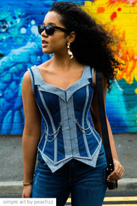 Double Denim WaistCoat Corset