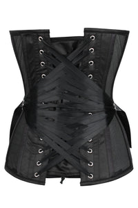 Black Overbust Mesh Corset with Fan Ribbon Lacing