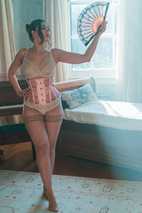 Historically Inspired Peach and Gold Underbust Corset