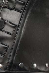 Black Leather Look PU Underbust With Halter Strap
