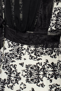 Black And Cream Damask Print Halterneck Corset