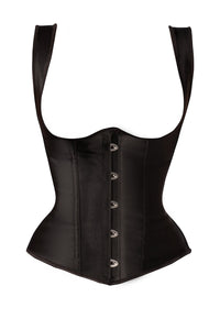 Black High Back Underbust With Straps And Layered Tulle Skirt
