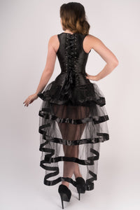 Black High Back Underbust With Straps And Layered Tulle Skirt