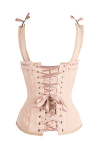 Luxurious Victorian Inspired Dusty Pink Overbust Angled Panels And Shoulder Straps