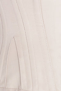 Pinky Beige Cotton Twill Classic Overbust Waist Trainer With Hip Gores