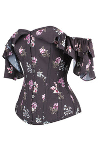 Black Summer Corset Top with Dramatic Sleeve