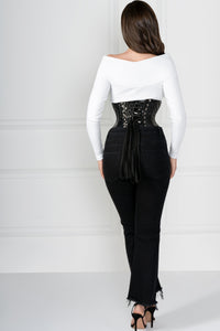 Black PVC Classic Underbust Waist Trainer With Hip Gores