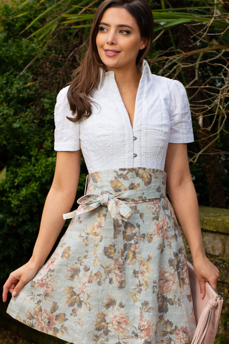 Short Sleeved White Cotton Corset Shirt