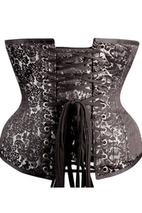 Long Elegant Silver Brocade Expert Waist Training Underbust Corset