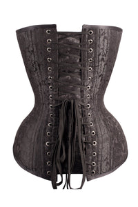 Long Black Brocade Expert Waist Training Corset