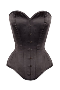 Long Line Black Satin Expert Waist Training Overbust Corset